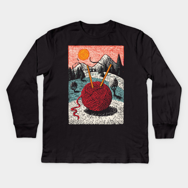 Cozy Ball of Yarn | A Knitter's Hygge Life Kids Long Sleeve T-Shirt by TuncGK