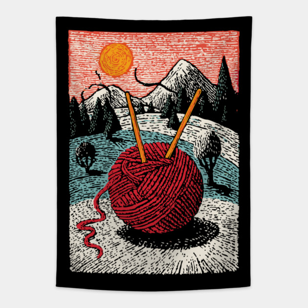 Cozy Ball of Yarn | A Knitter's Hygge Life Tapestry by TuncGK
