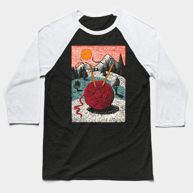 Cozy Ball of Yarn | A Knitter's Hygge Life Baseball T-Shirt by TuncGK