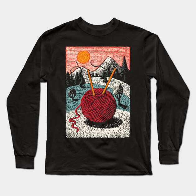 Cozy Ball of Yarn | A Knitter's Hygge Life Long Sleeve T-Shirt by TuncGK