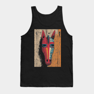 African Tribal Horse Mask | Boho World Traveler Art Tank Top