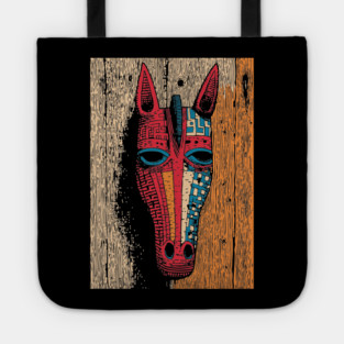 African Tribal Horse Mask | Boho World Traveler Art Tote