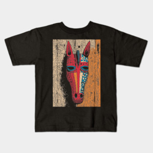 African Tribal Horse Mask | Boho World Traveler Art Kids T-Shirt