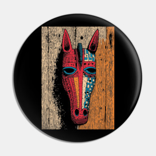 African Tribal Horse Mask | Boho World Traveler Art Pin
