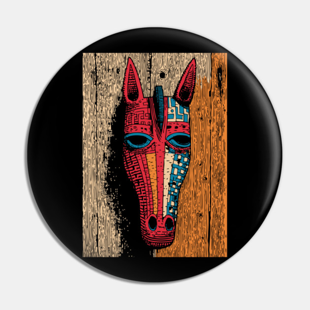 African Tribal Horse Mask | Boho World Traveler Art Pin by TuncGK