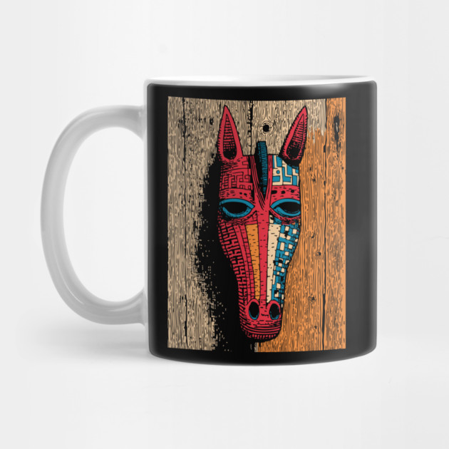 African Tribal Horse Mask | Boho World Traveler Art by TuncGK