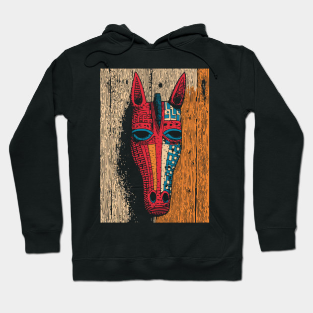 African Tribal Horse Mask | Boho World Traveler Art Hoodie by TuncGK