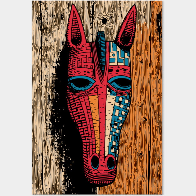 African Tribal Horse Mask | Boho World Traveler Art Wall Art by TuncGK