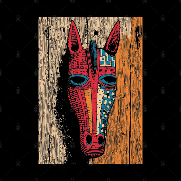 African Tribal Horse Mask | Boho World Traveler Art by TuncGK