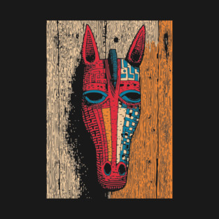 African Tribal Horse Mask | Boho World Traveler Art T-Shirt