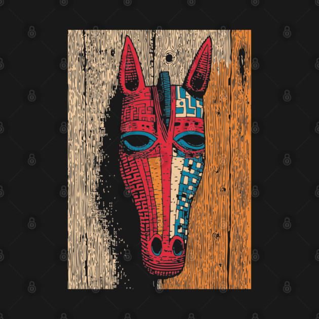African Tribal Horse Mask | Boho World Traveler Art by TuncGK