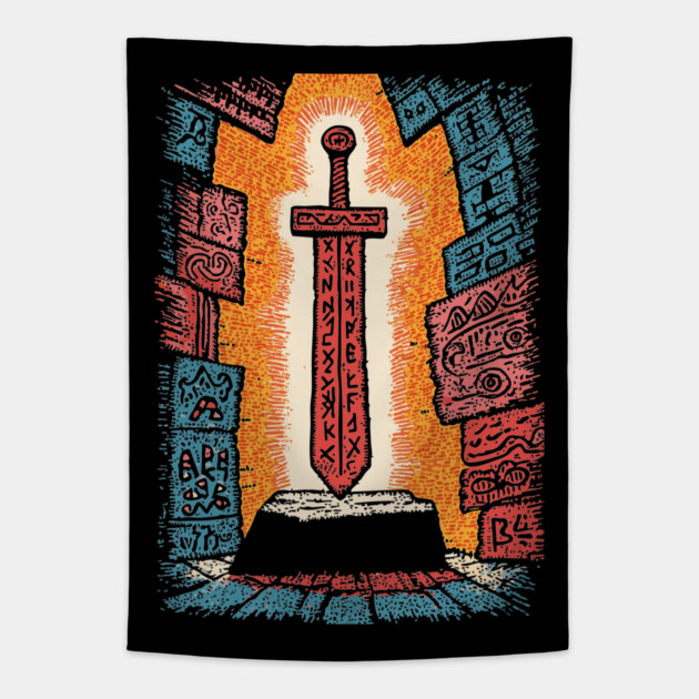 Legendary Magic Sword | Fantasy Gamer Item Tapestry by TuncGK