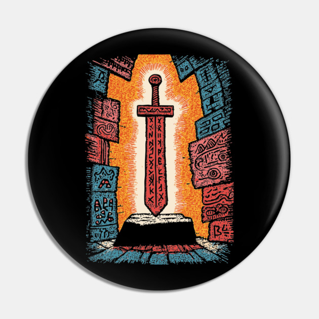 Legendary Magic Sword | Fantasy Gamer Item Pin by TuncGK
