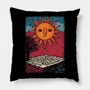 Happy Folk Art Sun | Groovy Boho Sunshine Pillow