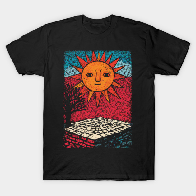 Happy Folk Art Sun | Groovy Boho Sunshine T-Shirt by TuncGK
