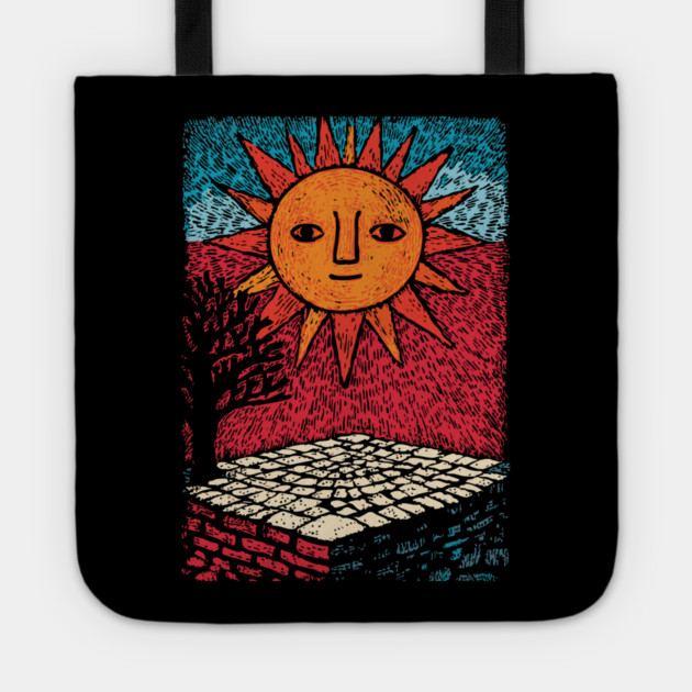 Happy Folk Art Sun | Groovy Boho Sunshine Tote by TuncGK