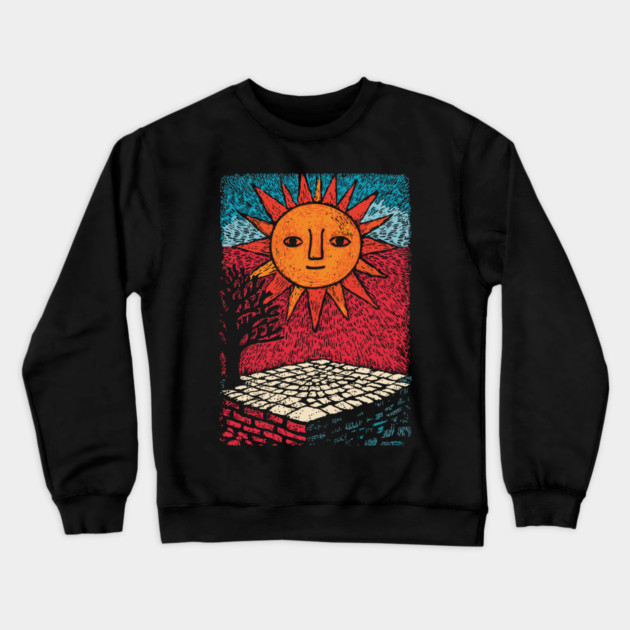 Happy Folk Art Sun | Groovy Boho Sunshine Crewneck Sweatshirt by TuncGK
