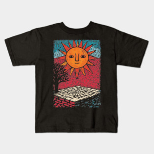 Happy Folk Art Sun | Groovy Boho Sunshine Kids T-Shirt