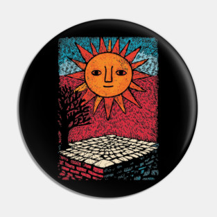 Happy Folk Art Sun | Groovy Boho Sunshine Pin
