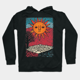 Happy Folk Art Sun | Groovy Boho Sunshine Hoodie
