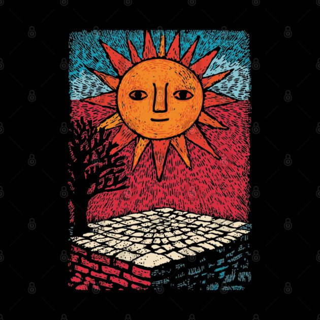 Happy Folk Art Sun | Groovy Boho Sunshine by TuncGK