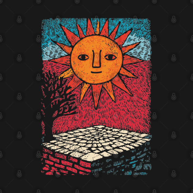 Happy Folk Art Sun | Groovy Boho Sunshine by TuncGK