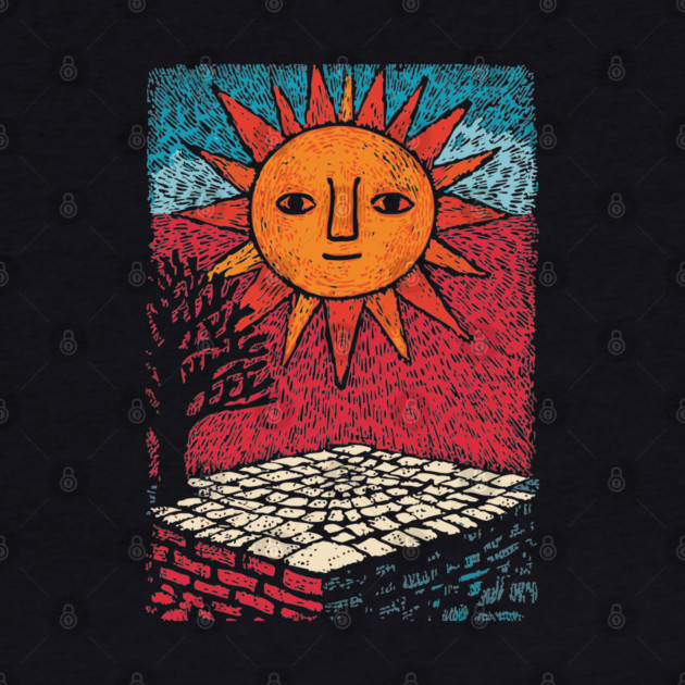 Happy Folk Art Sun | Groovy Boho Sunshine by TuncGK