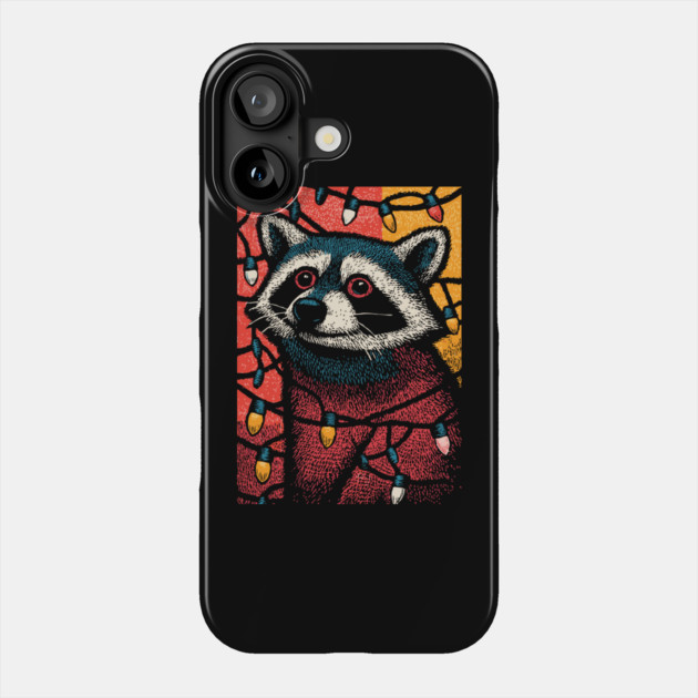 Christmas Trash Panda | Funny Raccoon in Lights Phone Case by TuncGK