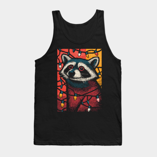 Christmas Trash Panda | Funny Raccoon in Lights Tank Top by TuncGK