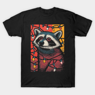 Christmas Trash Panda | Funny Raccoon in Lights T-Shirt