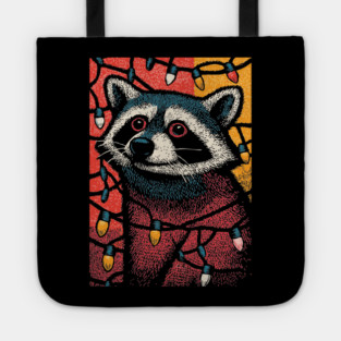 Christmas Trash Panda | Funny Raccoon in Lights Tote