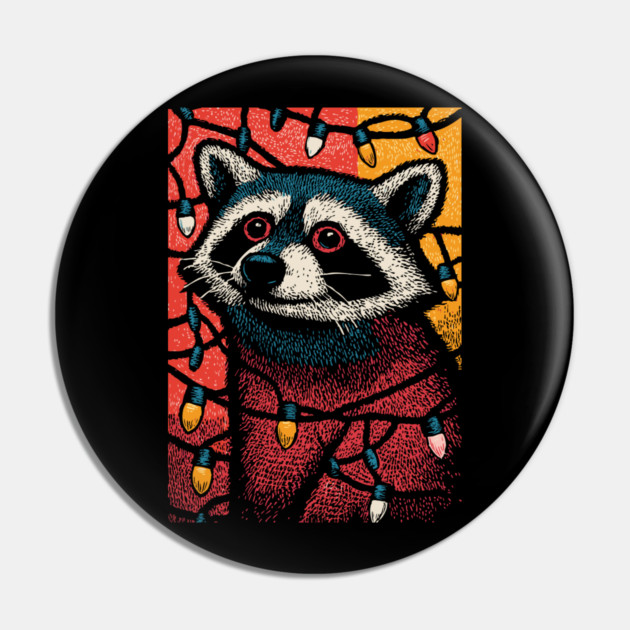 Christmas Trash Panda | Funny Raccoon in Lights Pin by TuncGK
