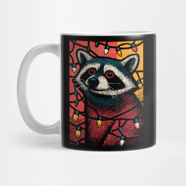 Christmas Trash Panda | Funny Raccoon in Lights by TuncGK