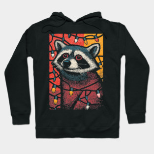 Christmas Trash Panda | Funny Raccoon in Lights Hoodie