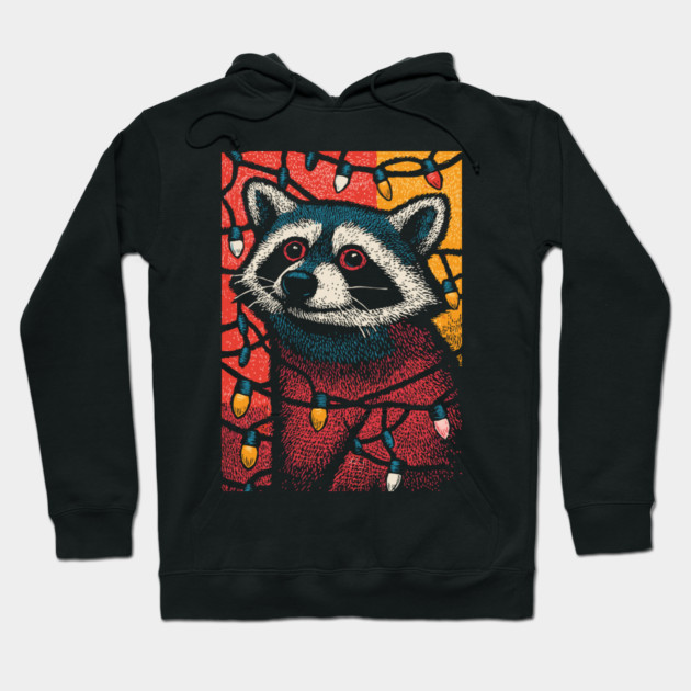 Christmas Trash Panda | Funny Raccoon in Lights Hoodie by TuncGK