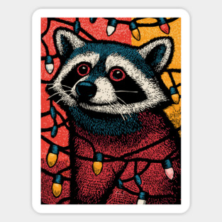 Christmas Trash Panda | Funny Raccoon in Lights Sticker