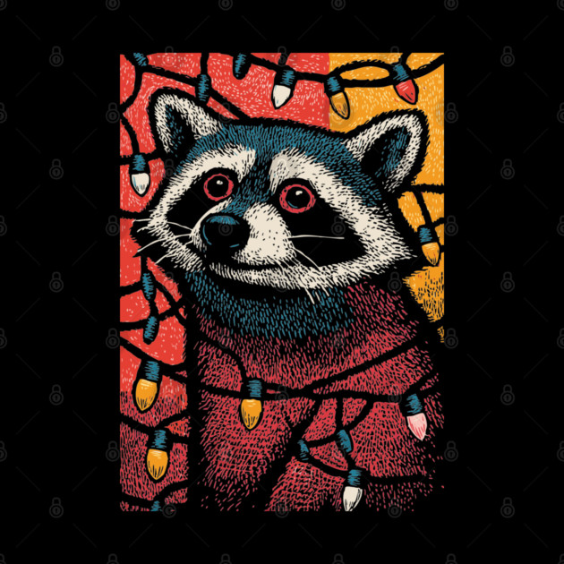 Christmas Trash Panda | Funny Raccoon in Lights by TuncGK