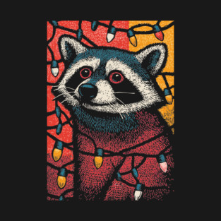 Christmas Trash Panda | Funny Raccoon in Lights T-Shirt