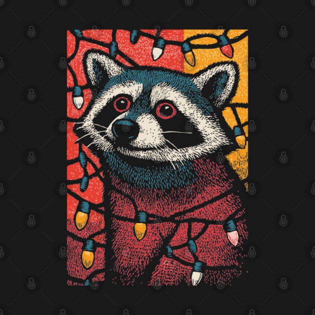 Christmas Trash Panda | Funny Raccoon in Lights by TuncGK