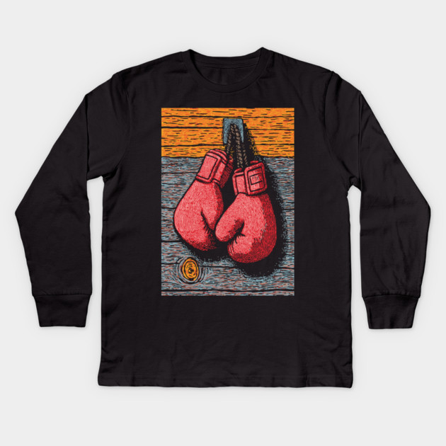 Vintage Boxing Gloves | The Fighter's Spirit Kids Long Sleeve T-Shirt by TuncGK