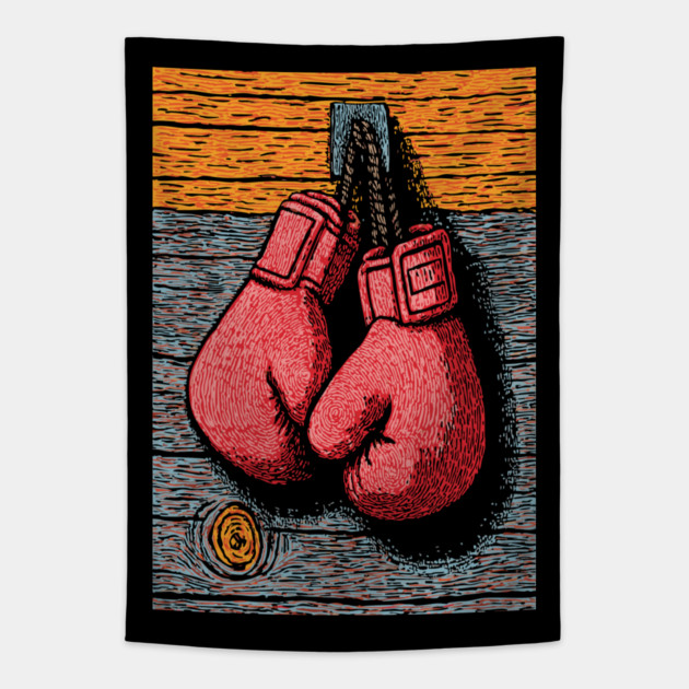 Vintage Boxing Gloves | The Fighter's Spirit Tapestry by TuncGK