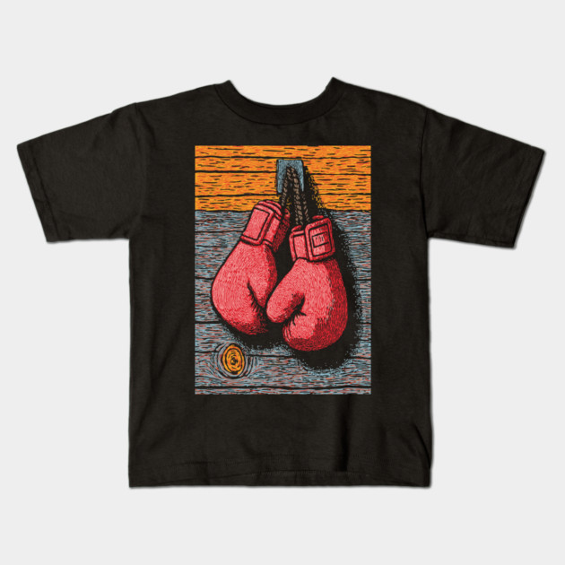 Vintage Boxing Gloves | The Fighter's Spirit Kids T-Shirt by TuncGK