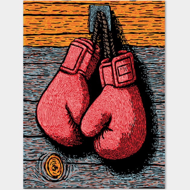 Vintage Boxing Gloves | The Fighter's Spirit Wall Art by TuncGK
