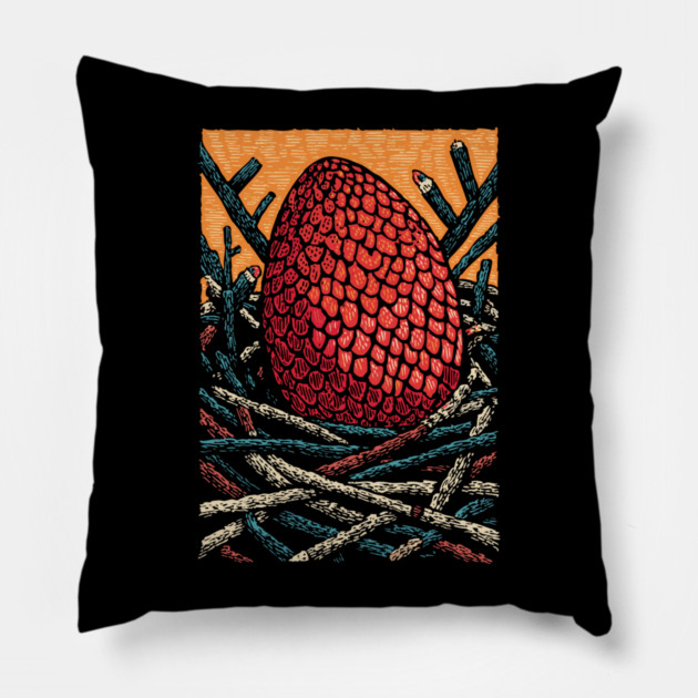 The Dragon's Egg | A Nest of Fantasy Fire Pillow by TuncGK