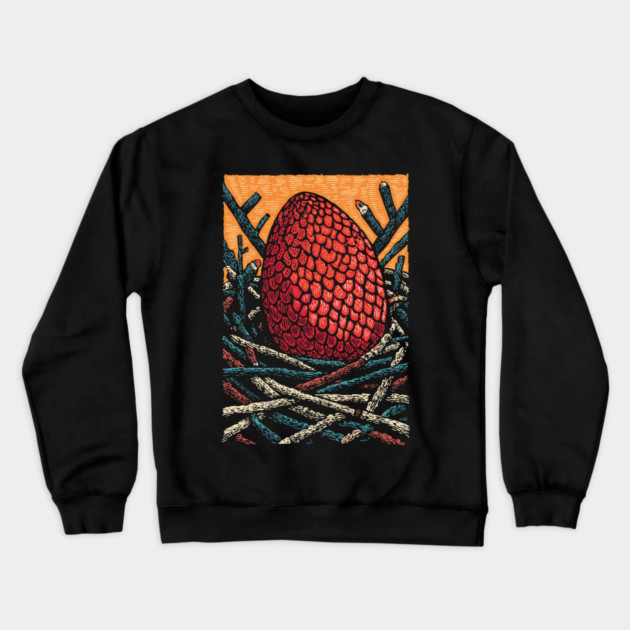 The Dragon's Egg | A Nest of Fantasy Fire Crewneck Sweatshirt by TuncGK