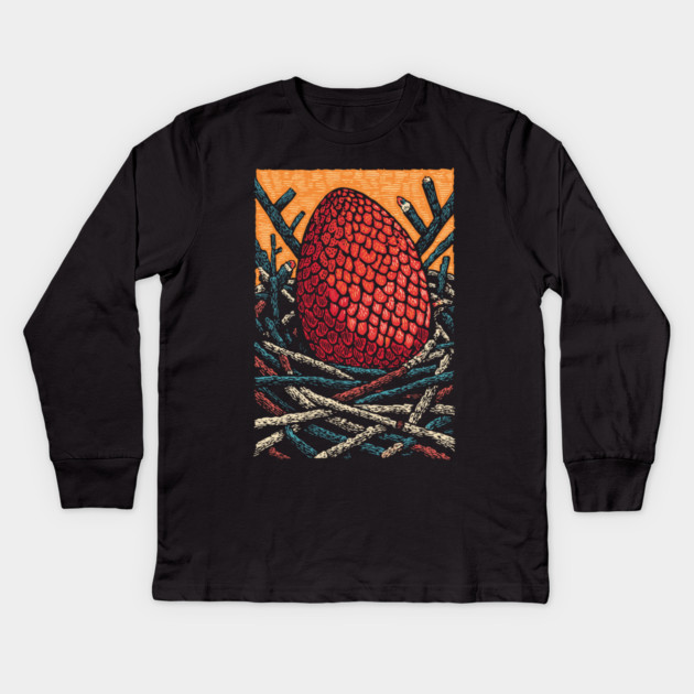 The Dragon's Egg | A Nest of Fantasy Fire Kids Long Sleeve T-Shirt by TuncGK
