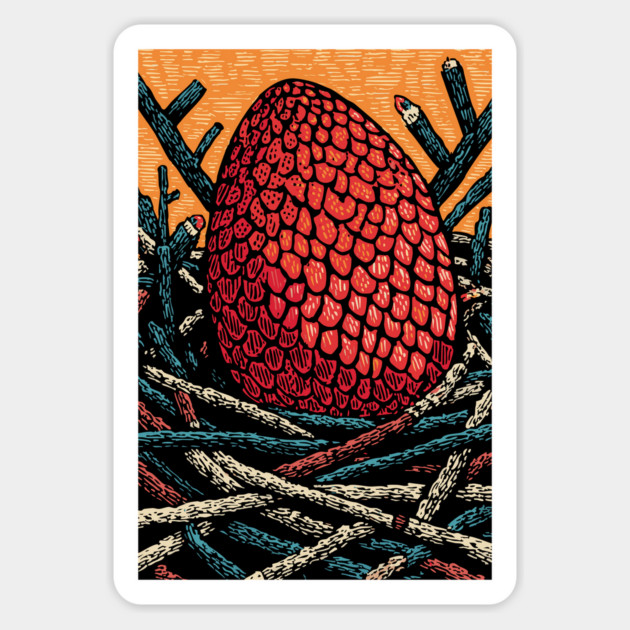 The Dragon's Egg | A Nest of Fantasy Fire Magnet by TuncGK