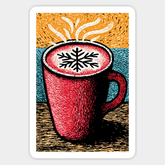 Cozy Winter Hot Cocoa | A Hygge Holiday Mug Magnet by TuncGK