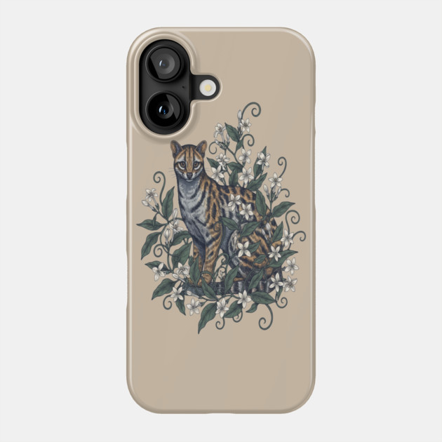 Civet Cat with Jasmine Vine Blooms Phone Case by BirdsnStuff