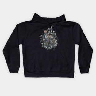 Civet Cat with Jasmine Vine Blooms Kids Hoodie